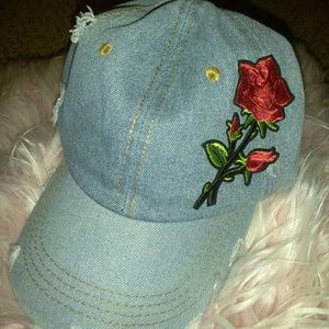 Light blue jean rose hat
